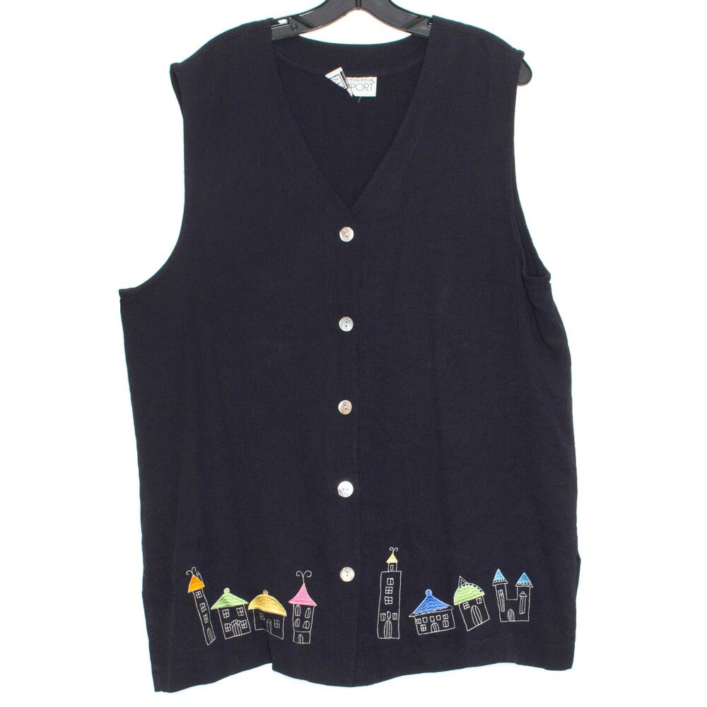 Victoria Morgan Top Vintage Embroidered Boho Minimalist Retro Whimsical Art XXL